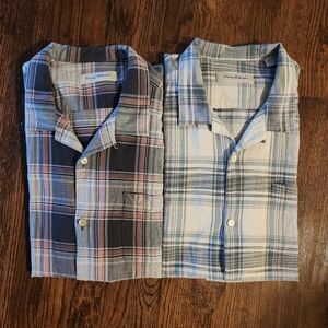 Tommy Bahama Men’s | lot of 2 | short sleeve button up shirts silk and cotton bl